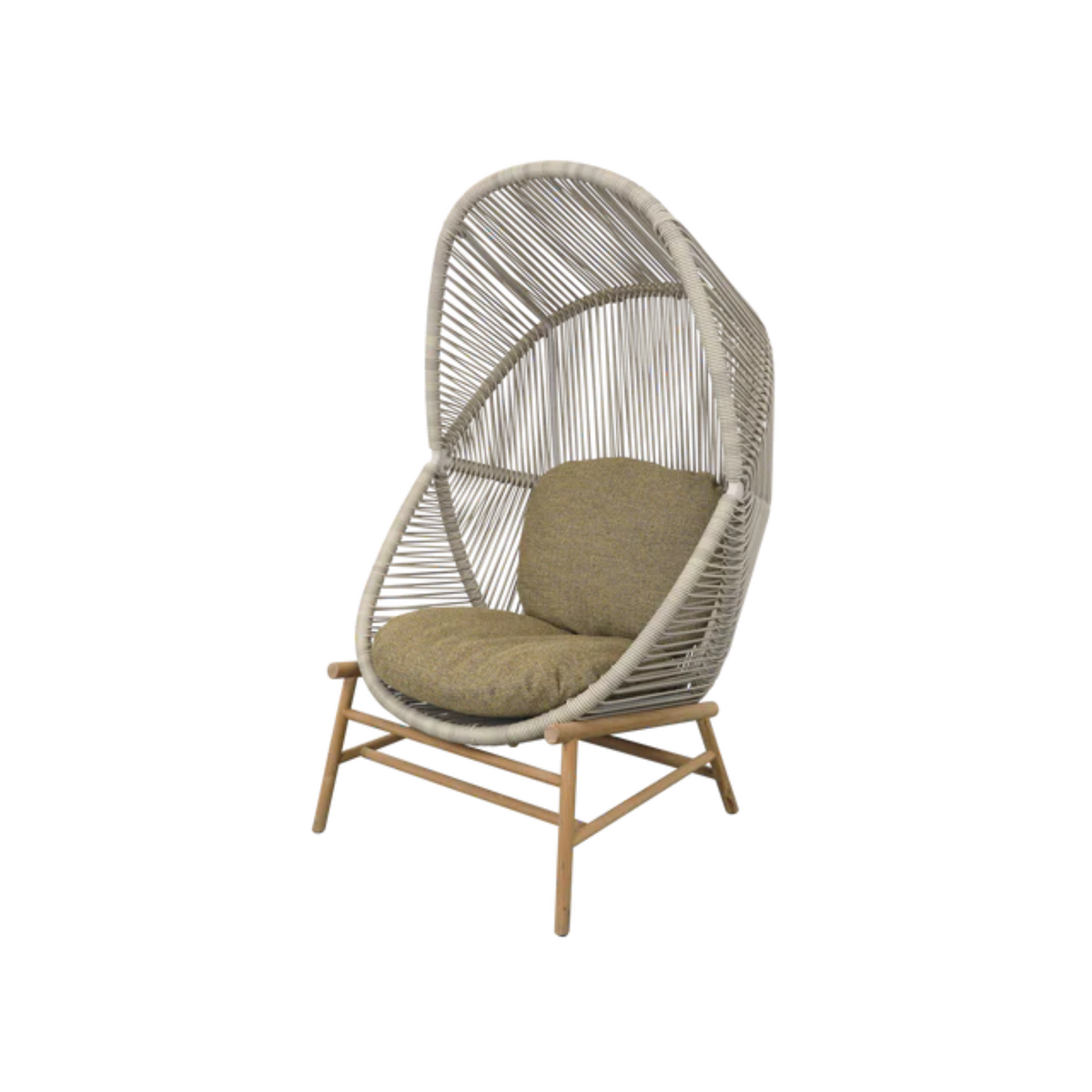 Cane-line Hive Chair in Sand with Teak base, Turmeric Yellow cushion