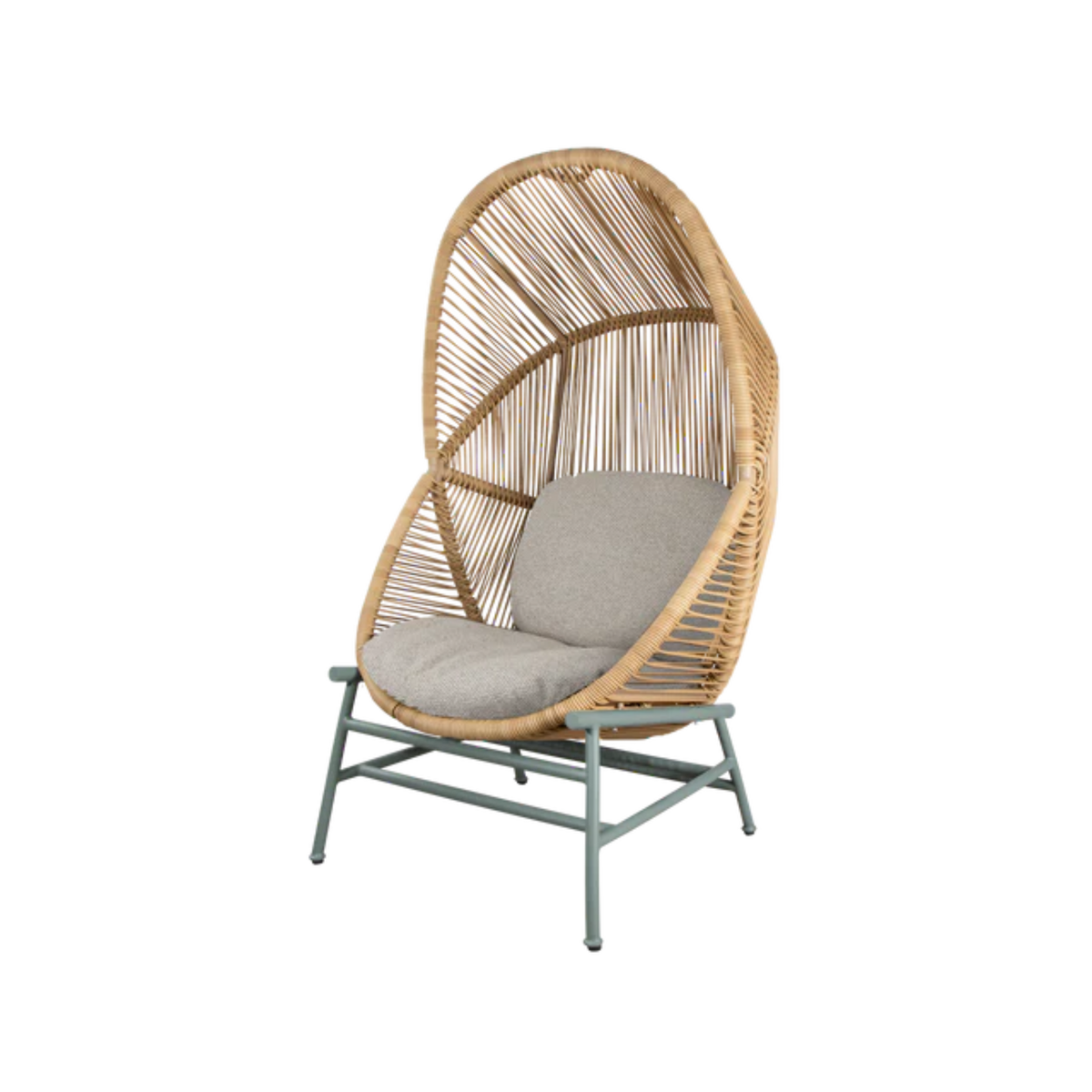 Cane-line Hive Chair in Natural with Dusty Green base, Light Brown cushion