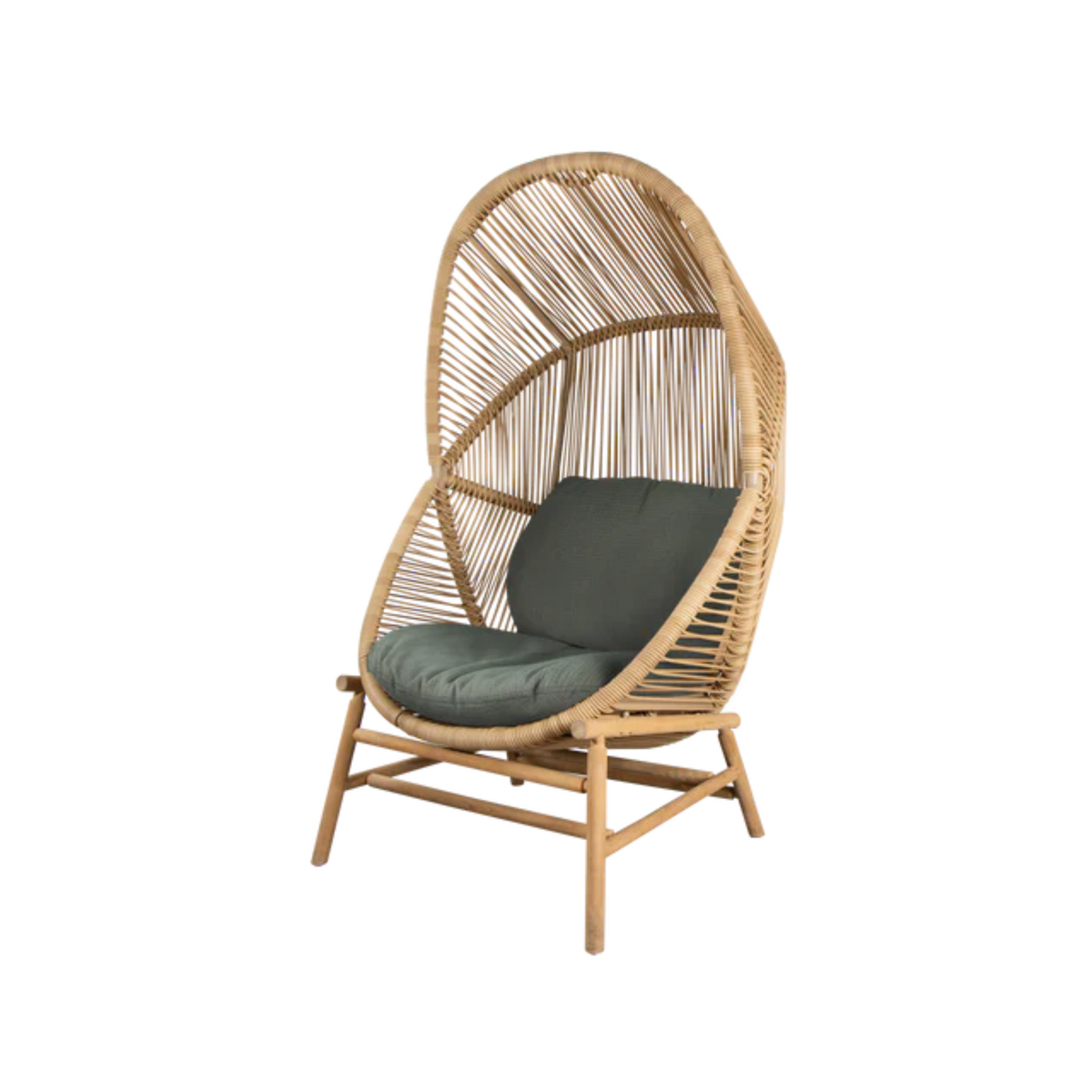 Cane-line Hive Chair in Natural with Teak base, Light Green cushion