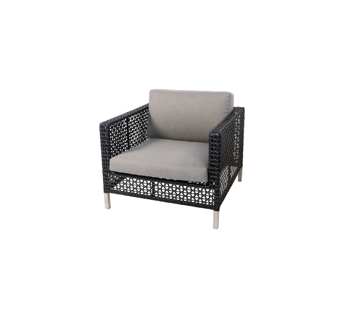Cane-line Connect Lounge Chair in Black/Graphite Weave, shown with a Taupe Natté cushion set sold separately