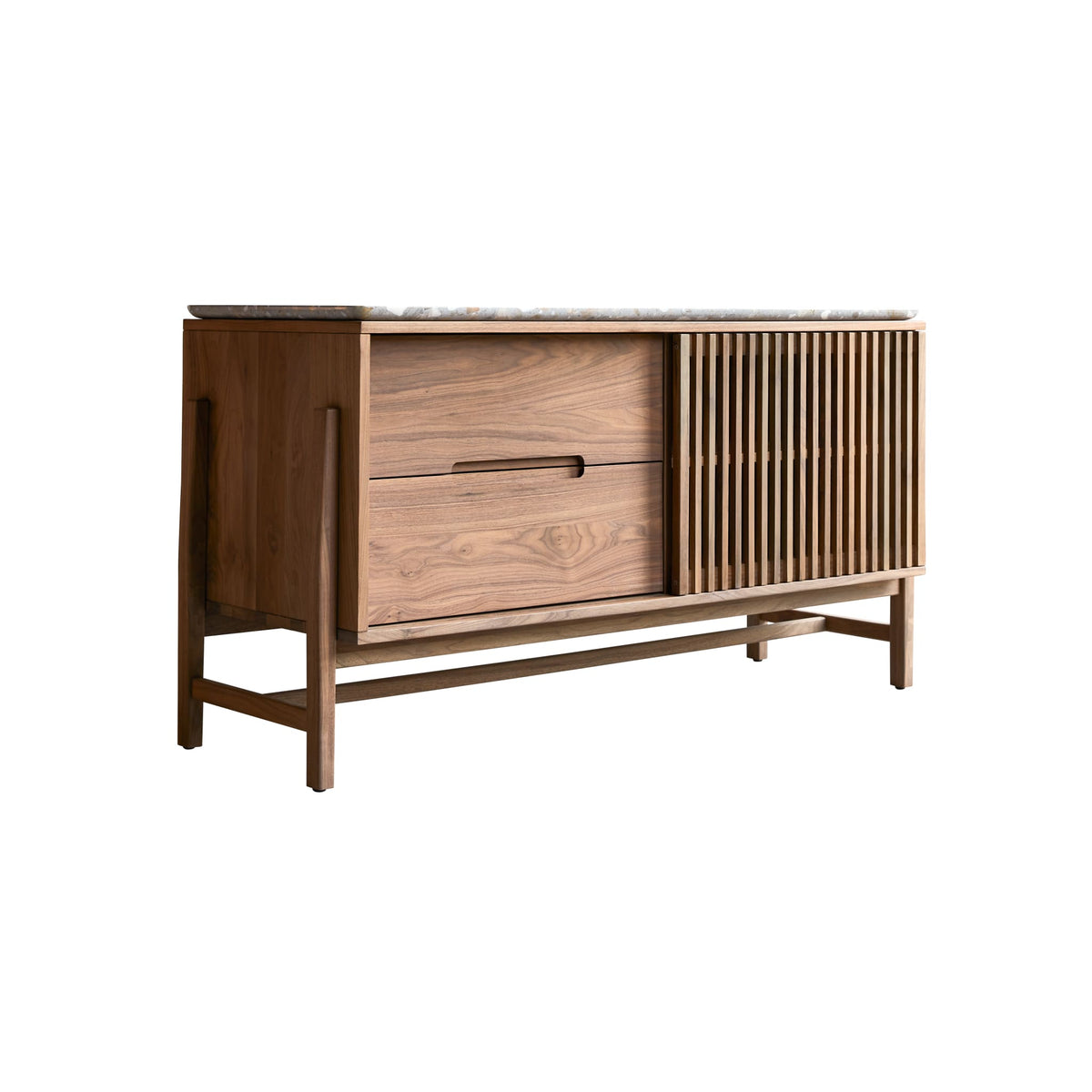 Tikamoon Isaure walnut and terrazzo sideboard in a styled living room