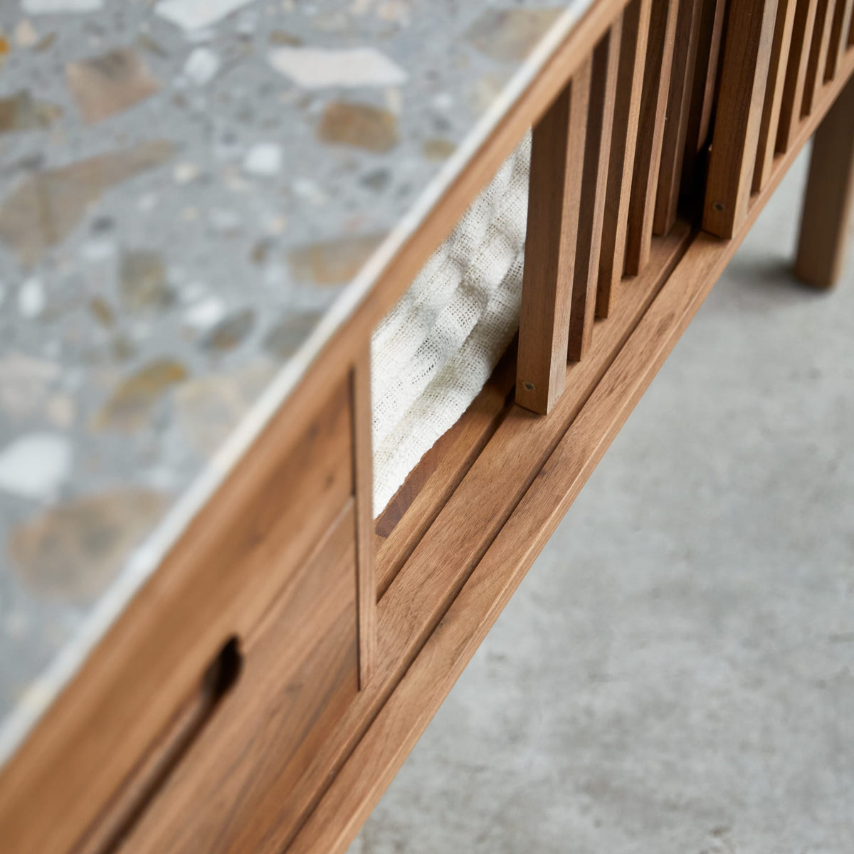 Tikamoon Isaure console table, detail of the drawer front