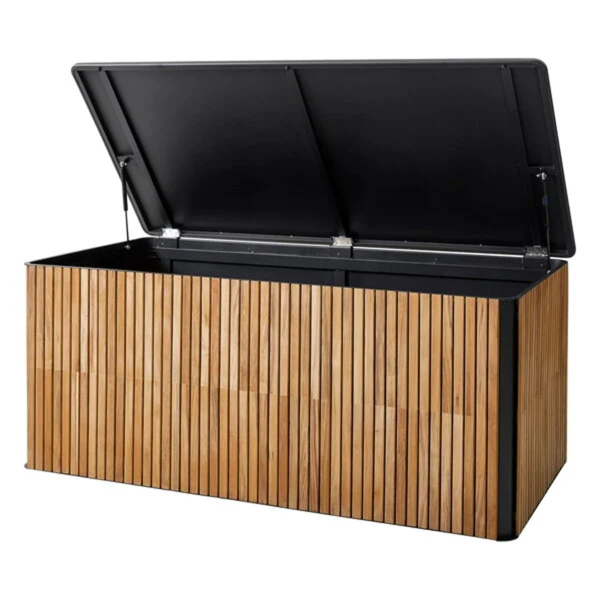 Cane-line Combine large cushion box open, with its Lava Gray lid raised