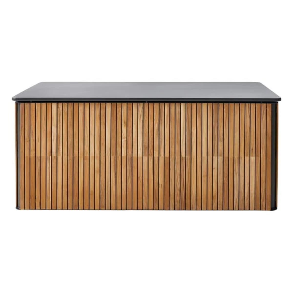 Cane-line Combine large cushion box in teak with a Lava Gray lid, front view