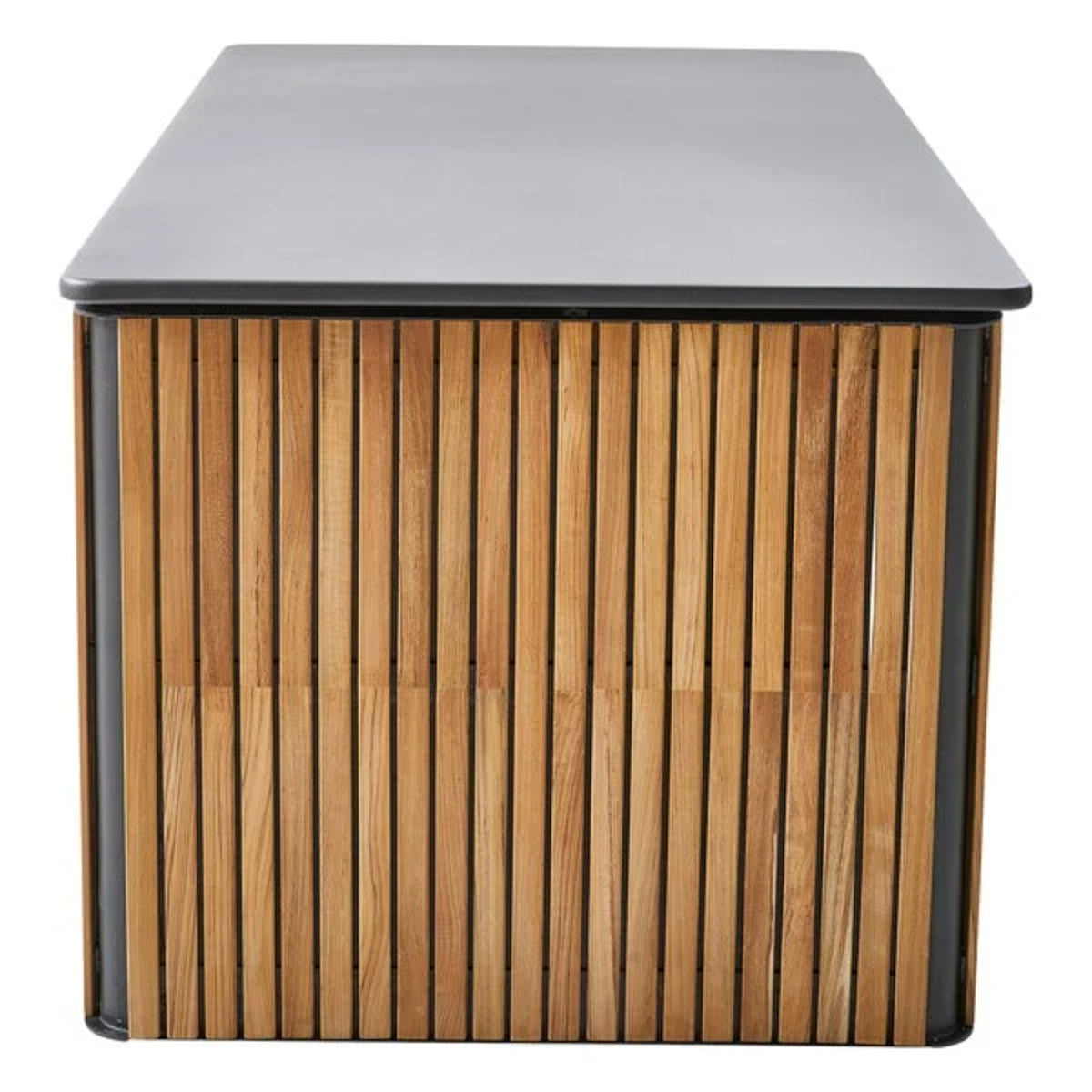 Cane-line Combine large cushion box in teak and Lava Gray, end view