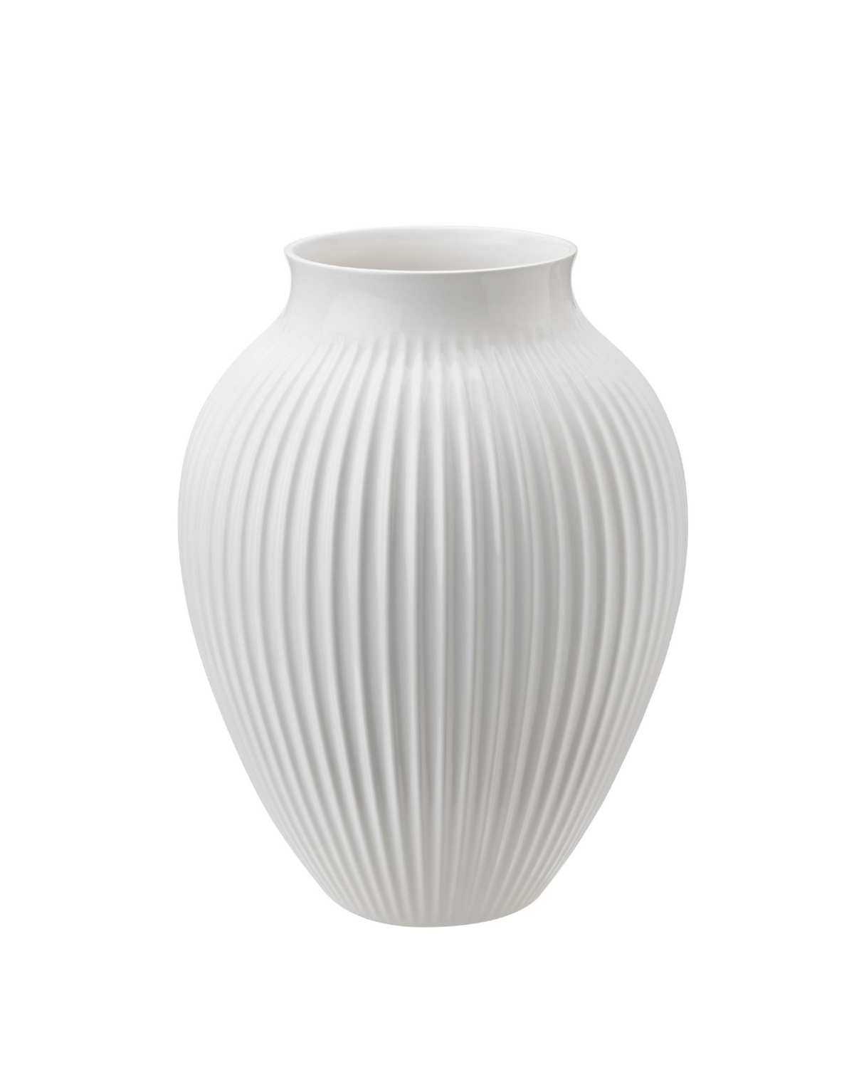 Knabstrup Ripple Vase in white, 10.6 in, glazed earthenware