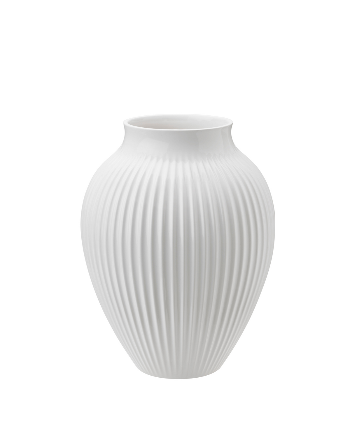Knabstrup Ripple Vase in white, 7.9 in, glazed earthenware