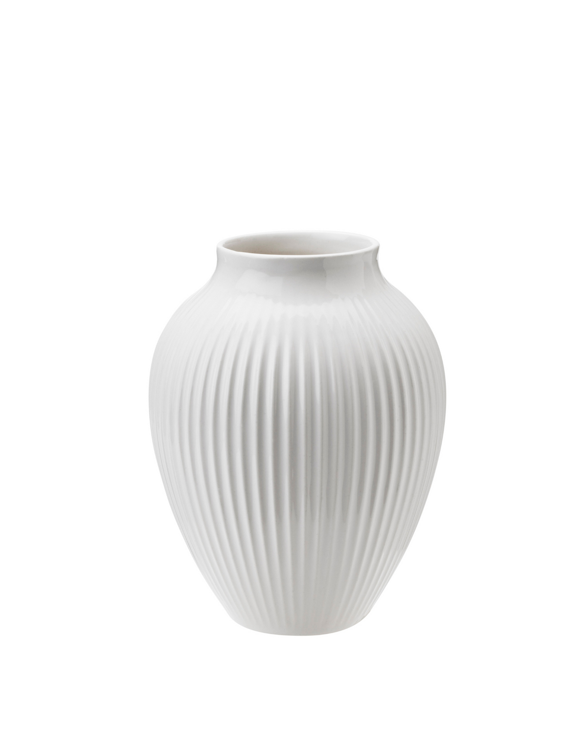 Knabstrup Ripple Vase in white, 4.9 in, glazed earthenware