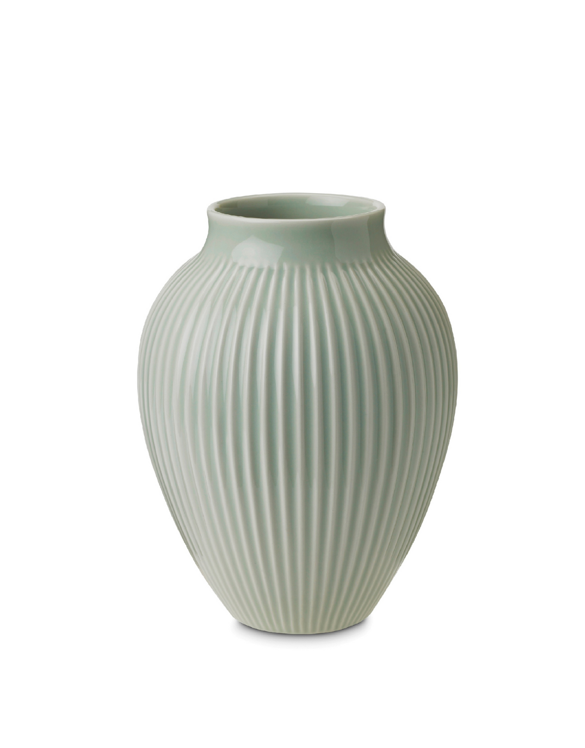 Knabstrup Ripple Vase in mint, 7.9 in, glazed earthenware