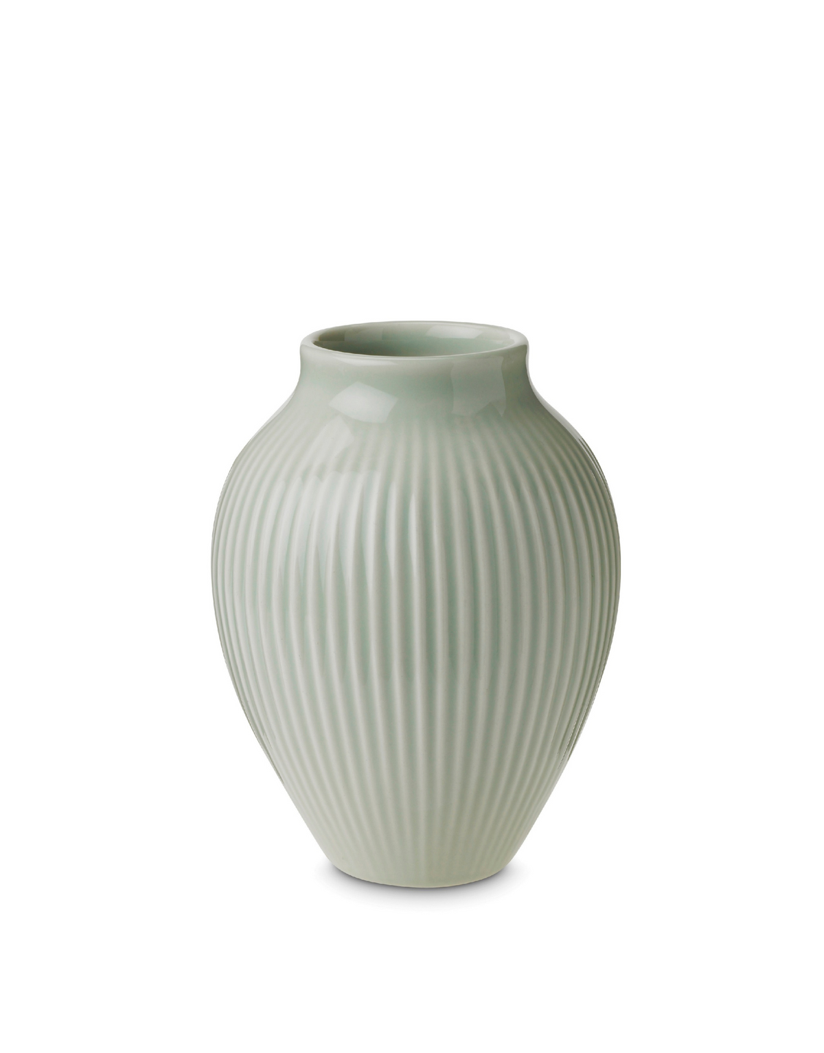 Knabstrup Ripple Vase in mint, 4.9 in, glazed earthenware