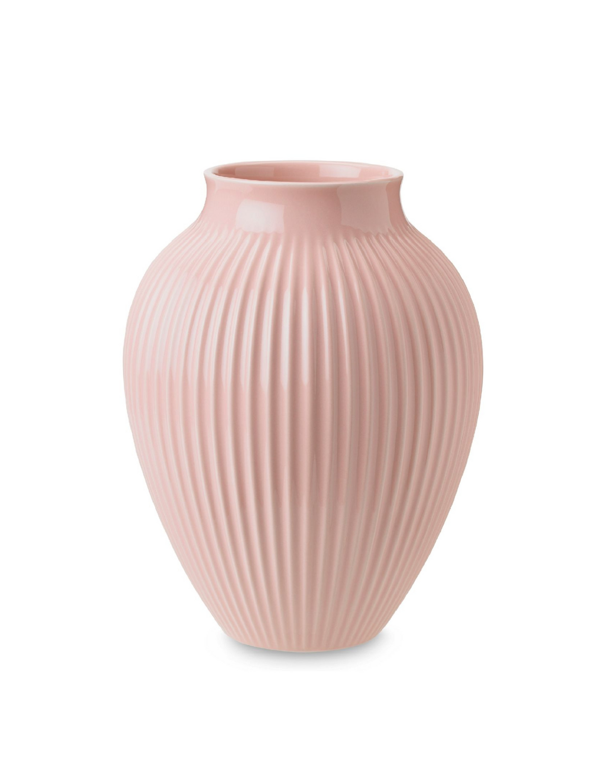 Knabstrup Ripple Vase in pink, 10.6 in, glazed earthenware