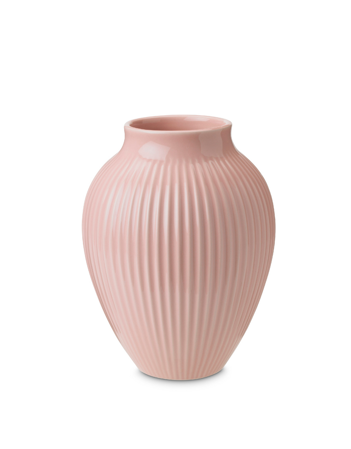 Knabstrup Ripple Vase in pink, 7.9 in, glazed earthenware