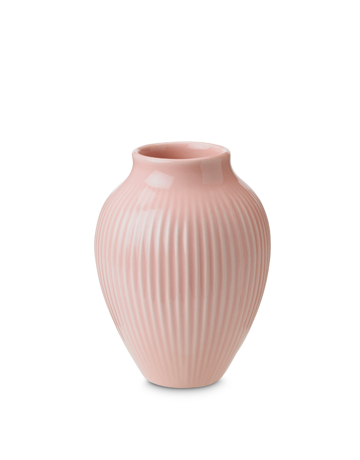 Knabstrup Ripple Vase in pink, 4.9 in, glazed earthenware