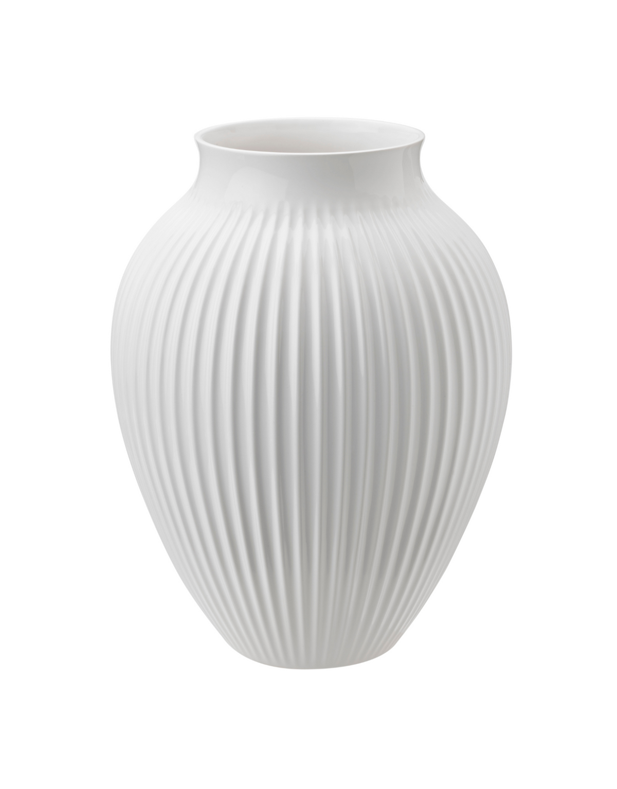 Knabstrup Ripple Vase in white, 13.8 in, glazed earthenware