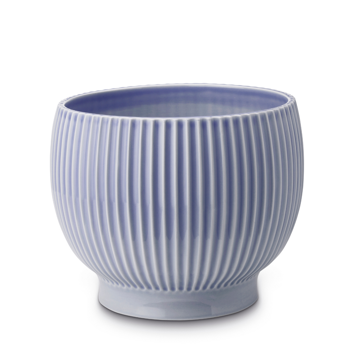 Knabstrup Ripple Flowerpot in lavender, 6.5 in, glazed earthenware