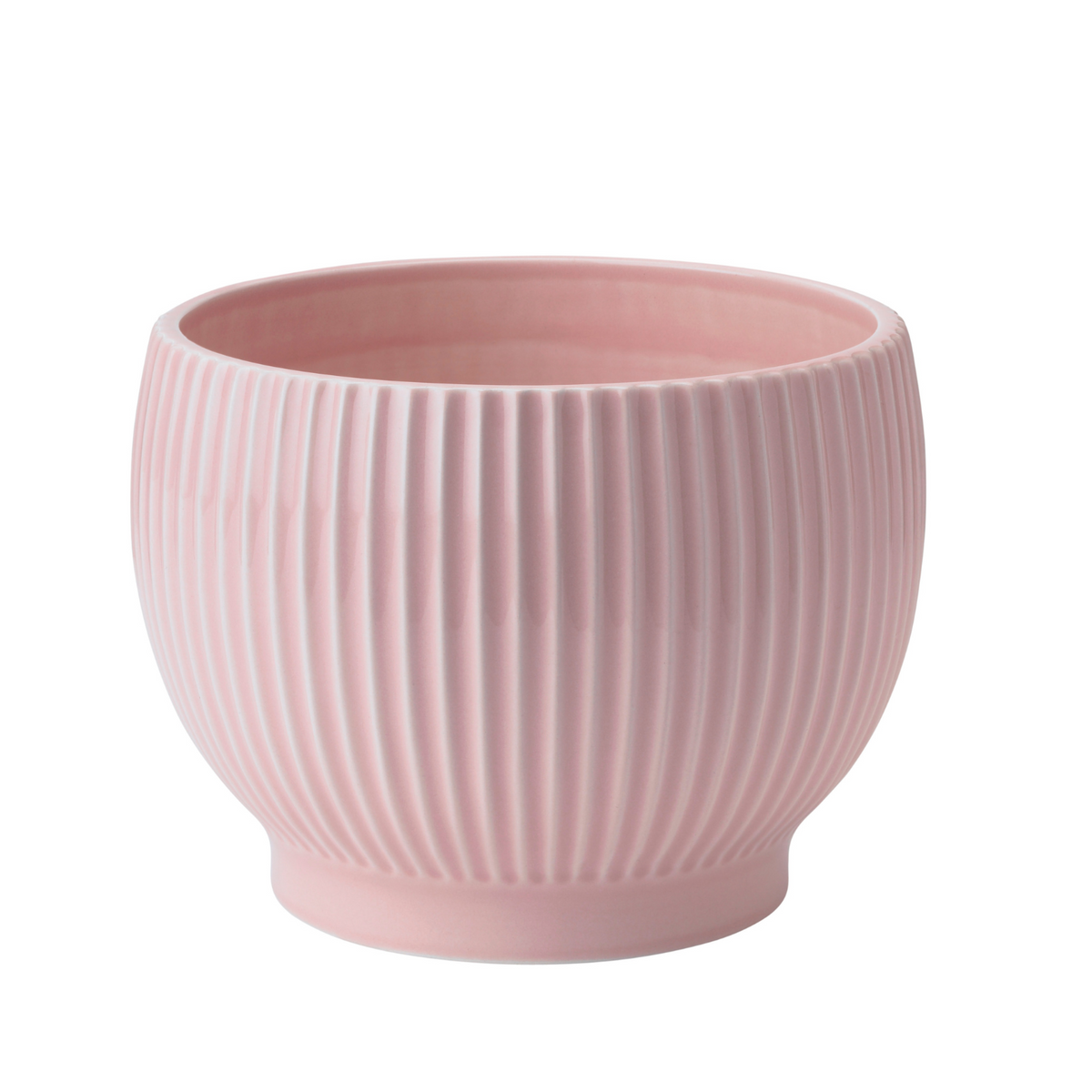 Knabstrup Ripple Flowerpot in rose, 6.5 in, glazed earthenware