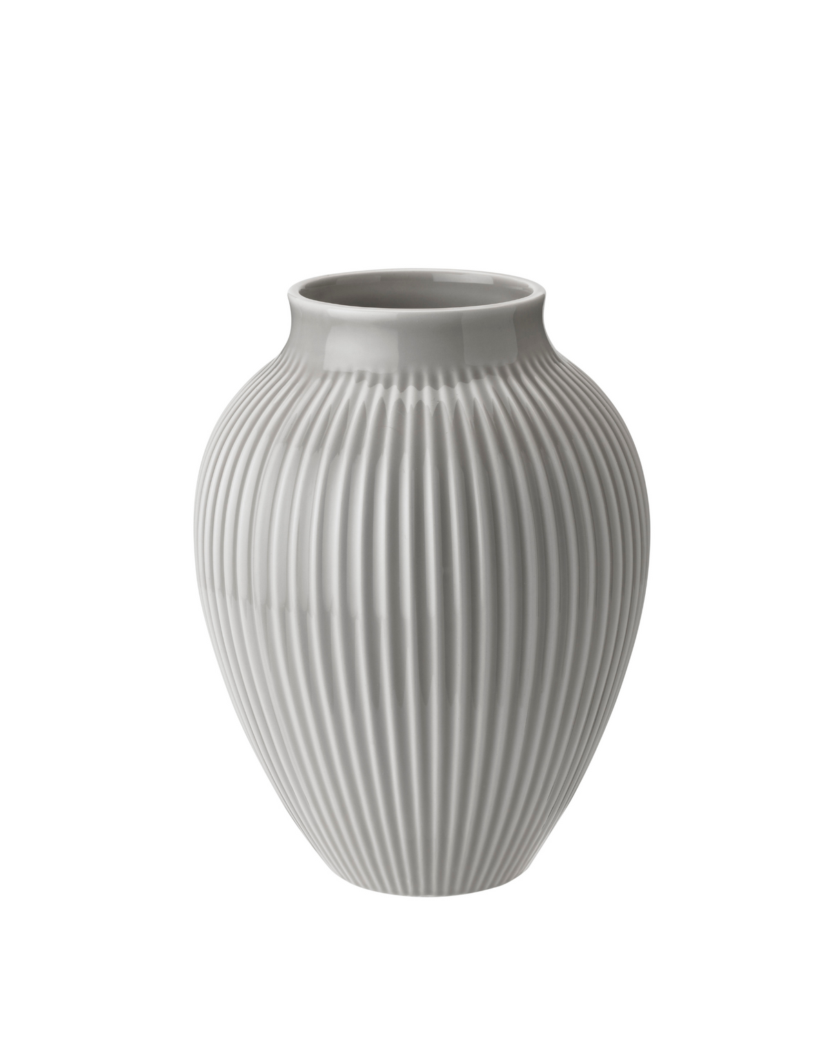 Knabstrup Ripple Vase in light gray, 10.6 in, glazed earthenware