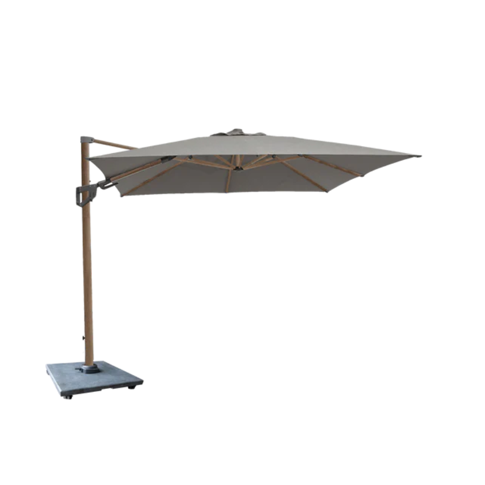 Cane-line Hyde Luxe Tilt Parasol, 10×10 Ft in Taupe with Matte Gray base