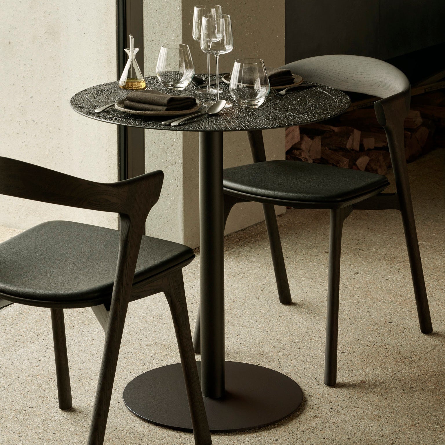 Ethnicraft Blend Dining Table in oak styled in a dining room