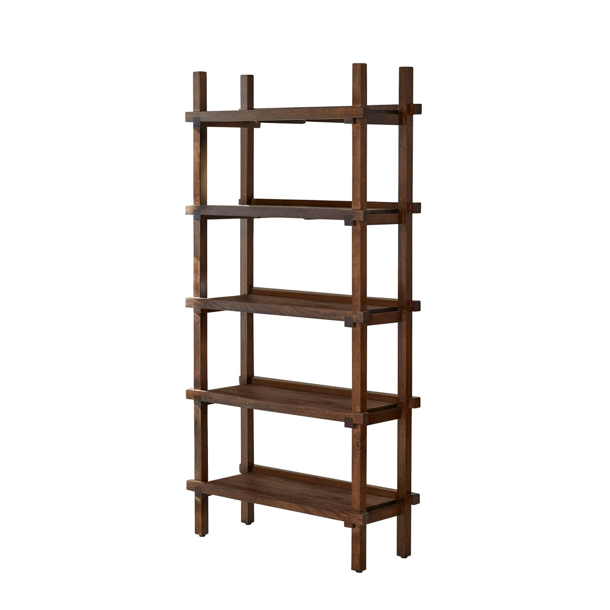 Tikamoon Arko dark mango bookcase in a styled dining room