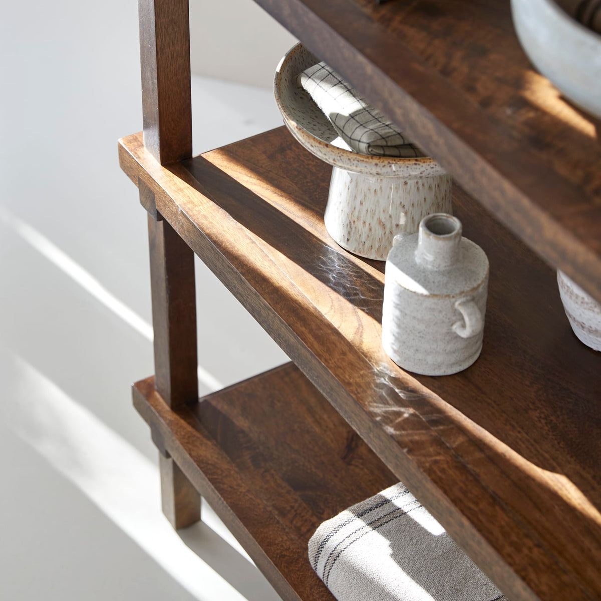 Tikamoon Arko dark mango bookcase, side profile