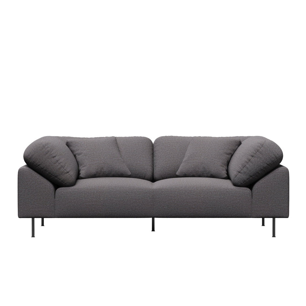 WOUD Collar 2 Seater Sofa in brown upholstered fabric on a wood frame designed by Yonoh studio, Danish design