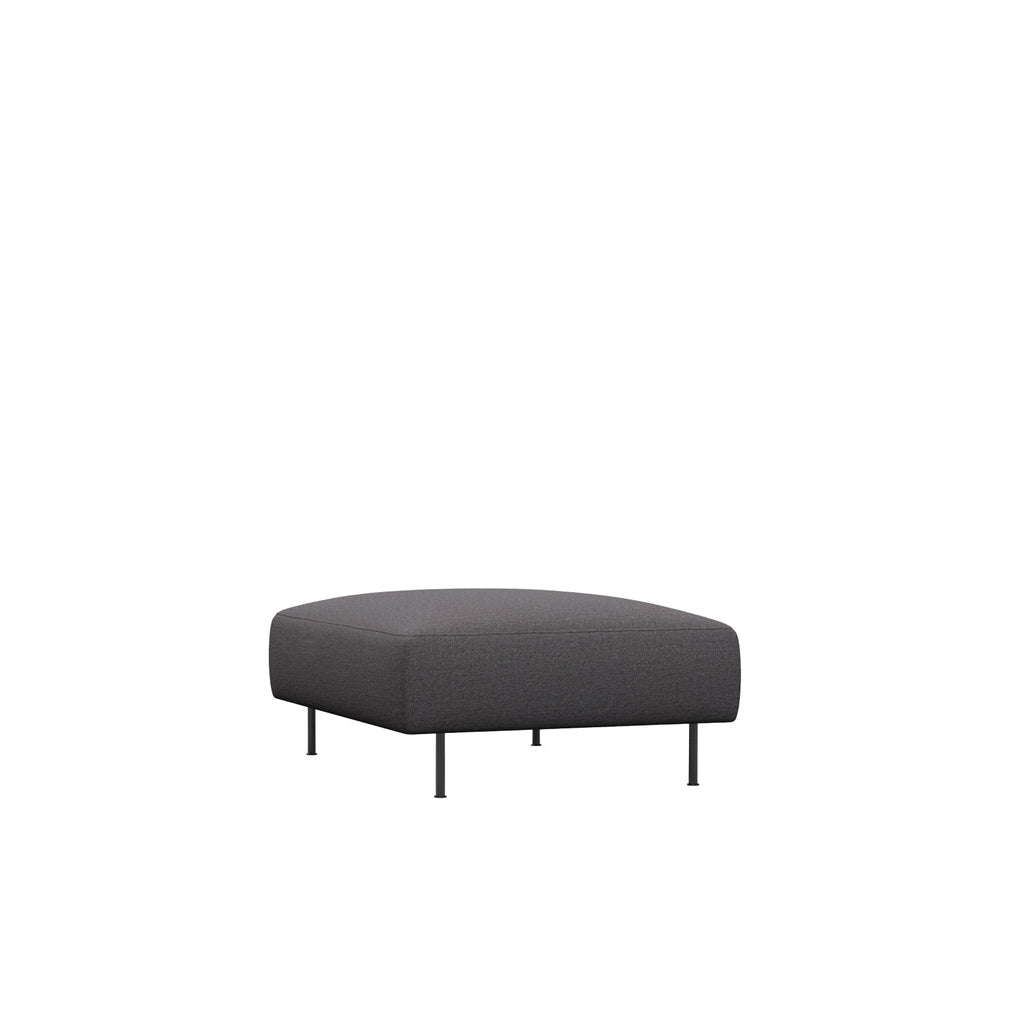 WOUD Collar Ottoman in brown upholstered fabric on a wood frame designed by Yonoh studio, Danish design