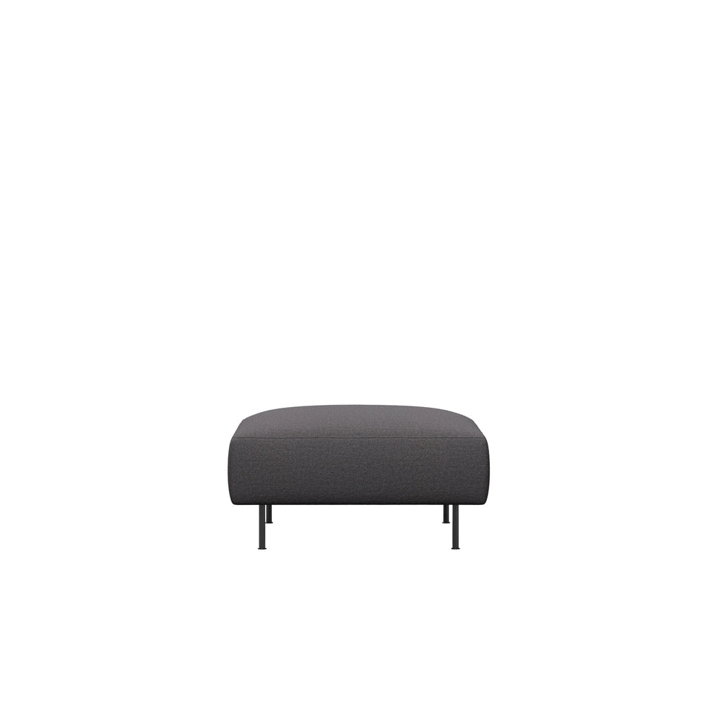 WOUD Collar Ottoman in brown upholstered fabric on a wood frame designed by Yonoh studio, Danish design