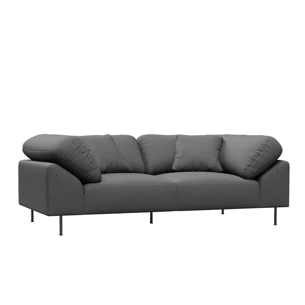 WOUD Collar 2 Seater Sofa in grey upholstered fabric on a wood frame designed by Yonoh studio, Danish design