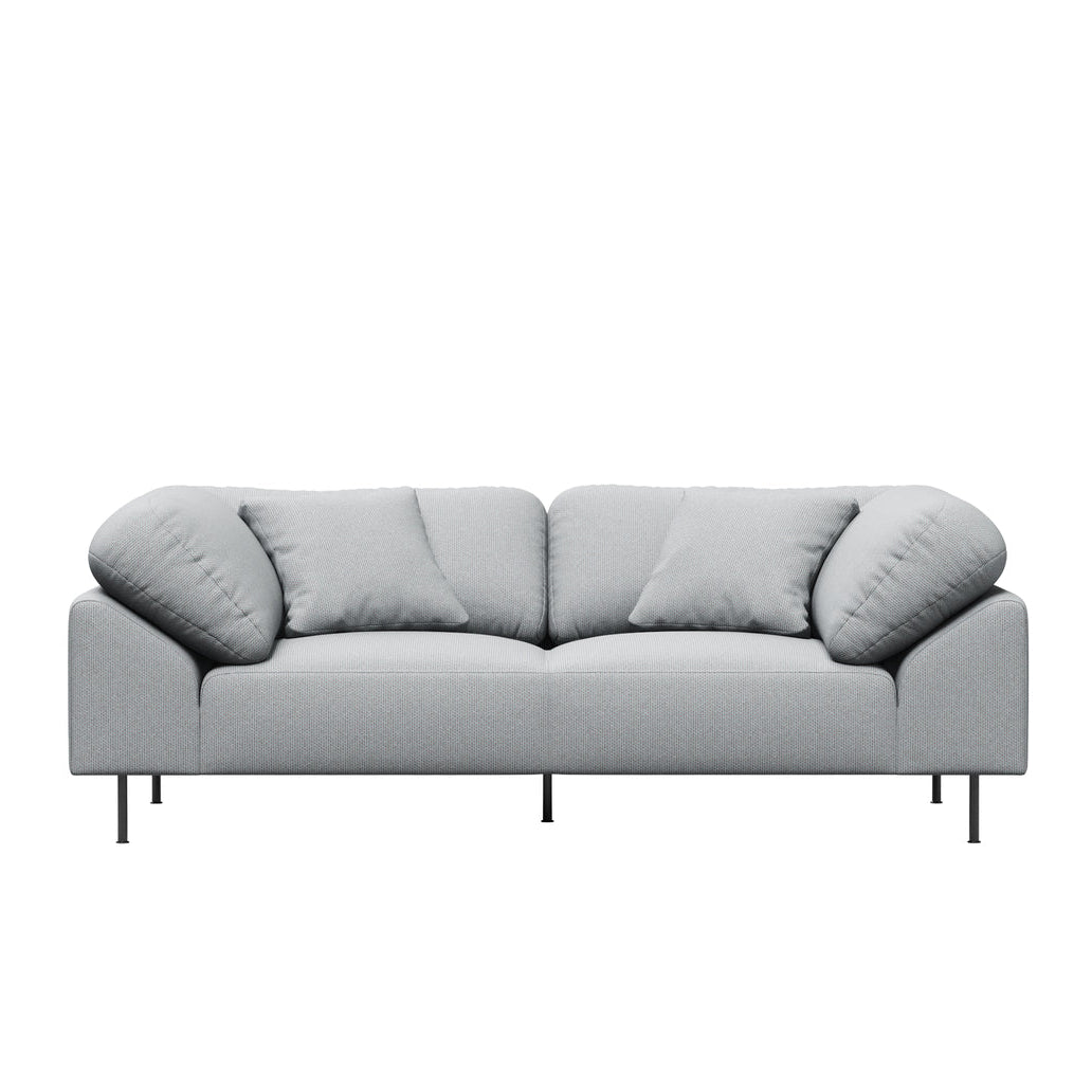 WOUD Collar 2 Seater Sofa in grey upholstered fabric on a wood frame designed by Yonoh studio, Danish design