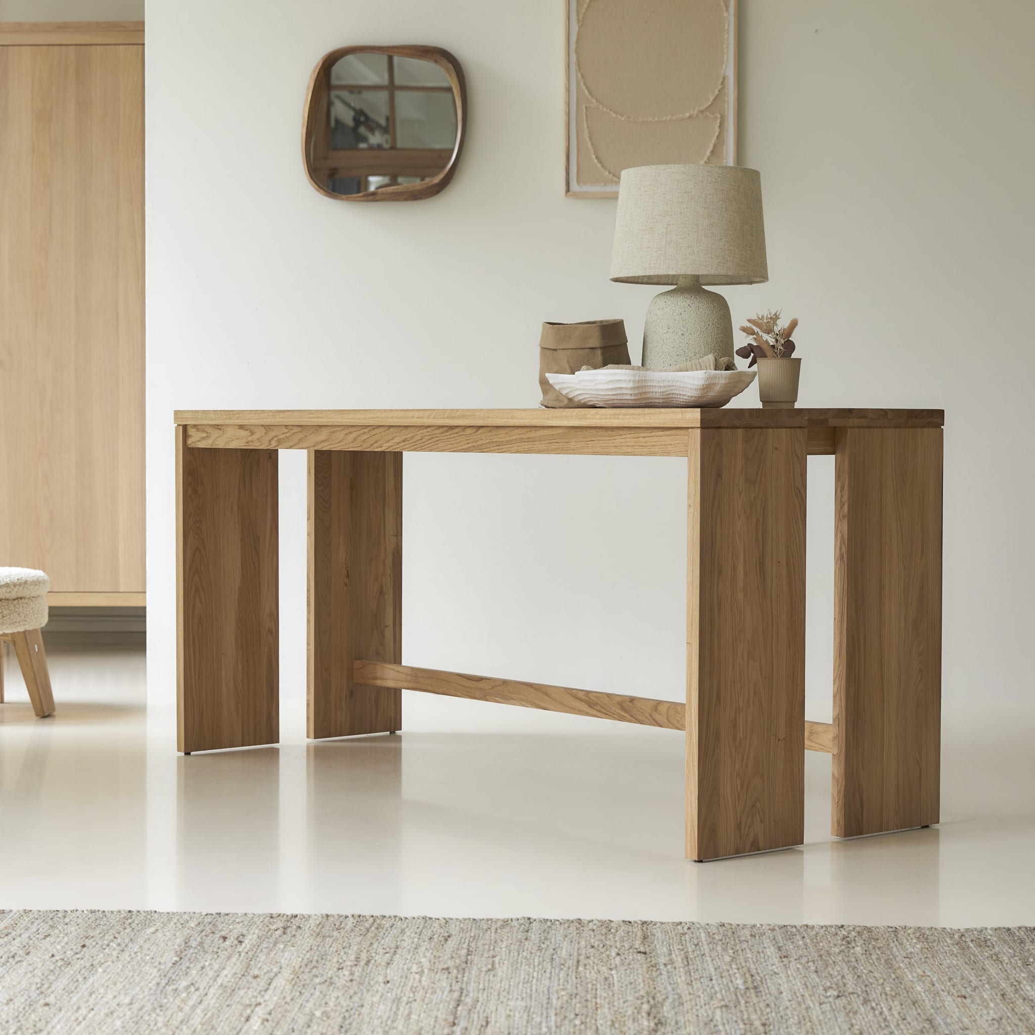 Tikamoon Eden desk in solid oak, side view