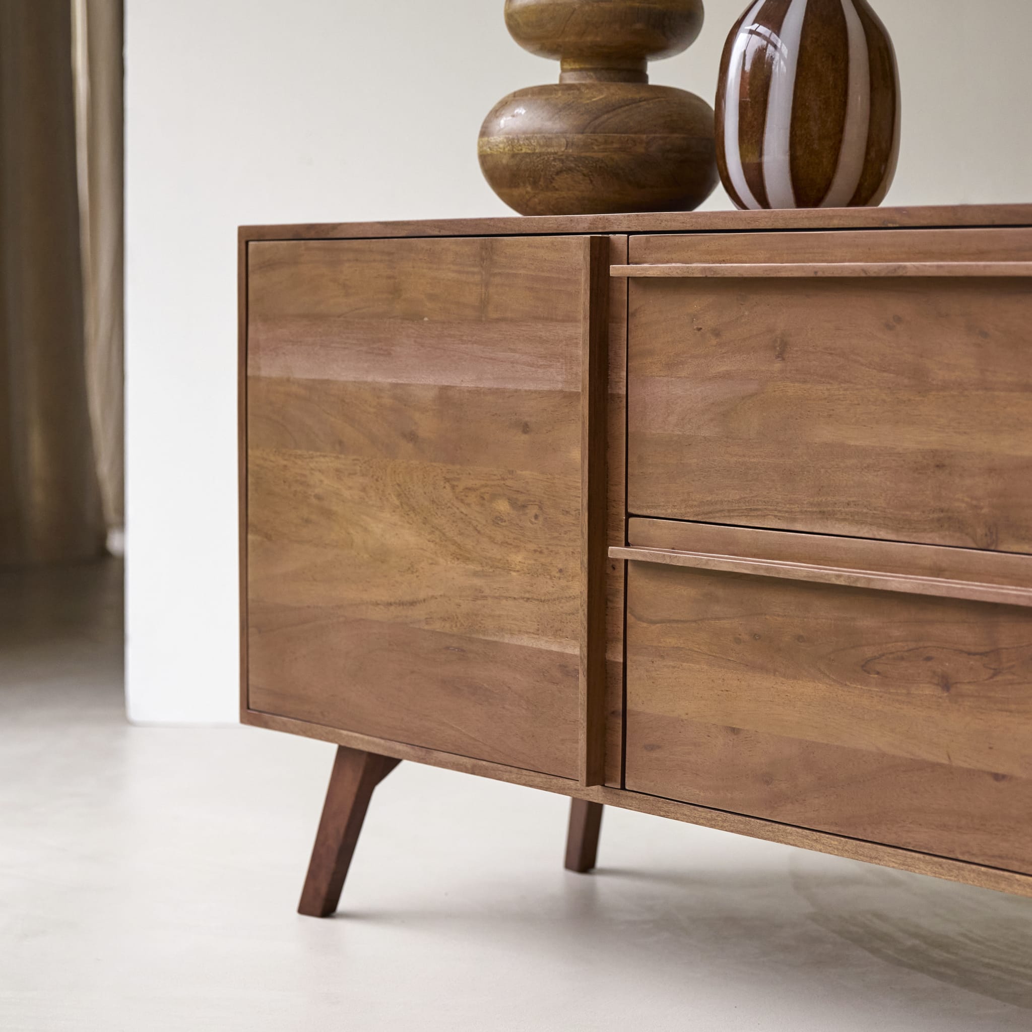 Tikamoon Niels sideboard in solid acacia wood, angled view