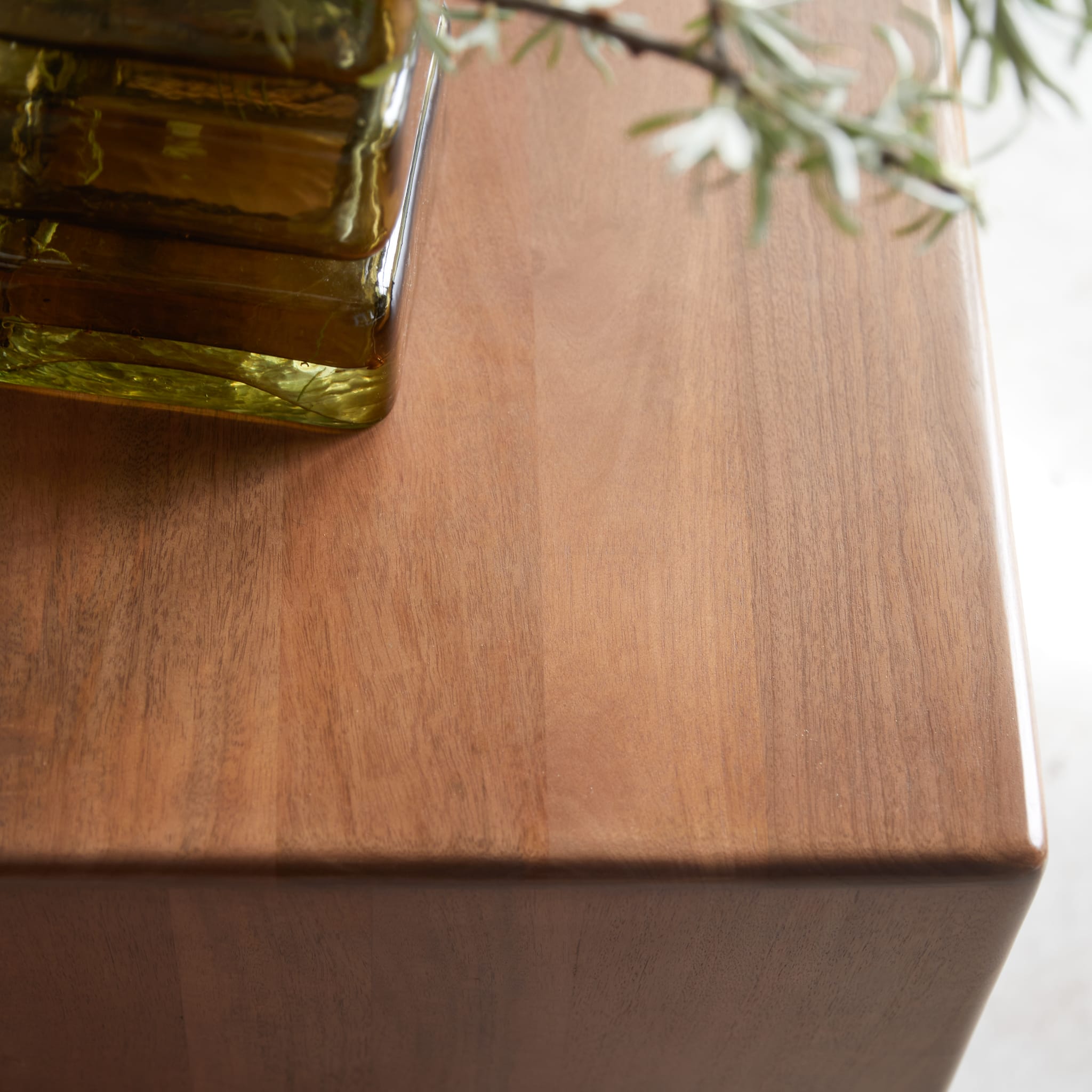 Tikamoon Gabrielle TV stand in solid mango wood, three-quarter view