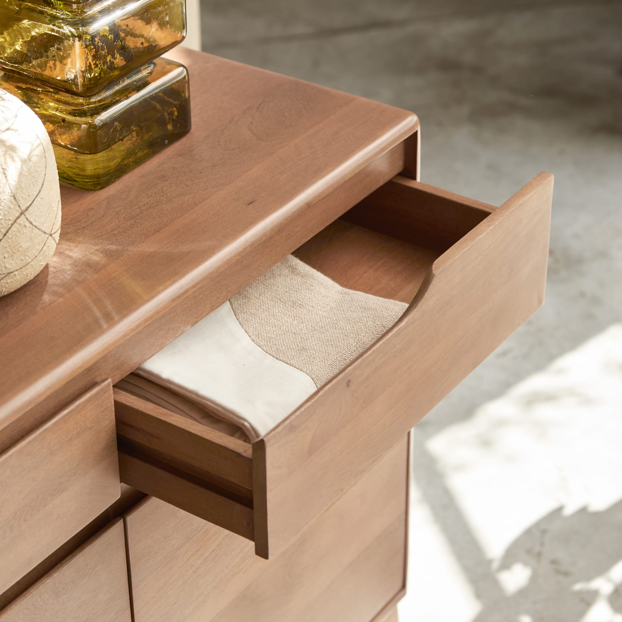 Tikamoon Gabrielle 39" sideboard in solid mango wood, side view