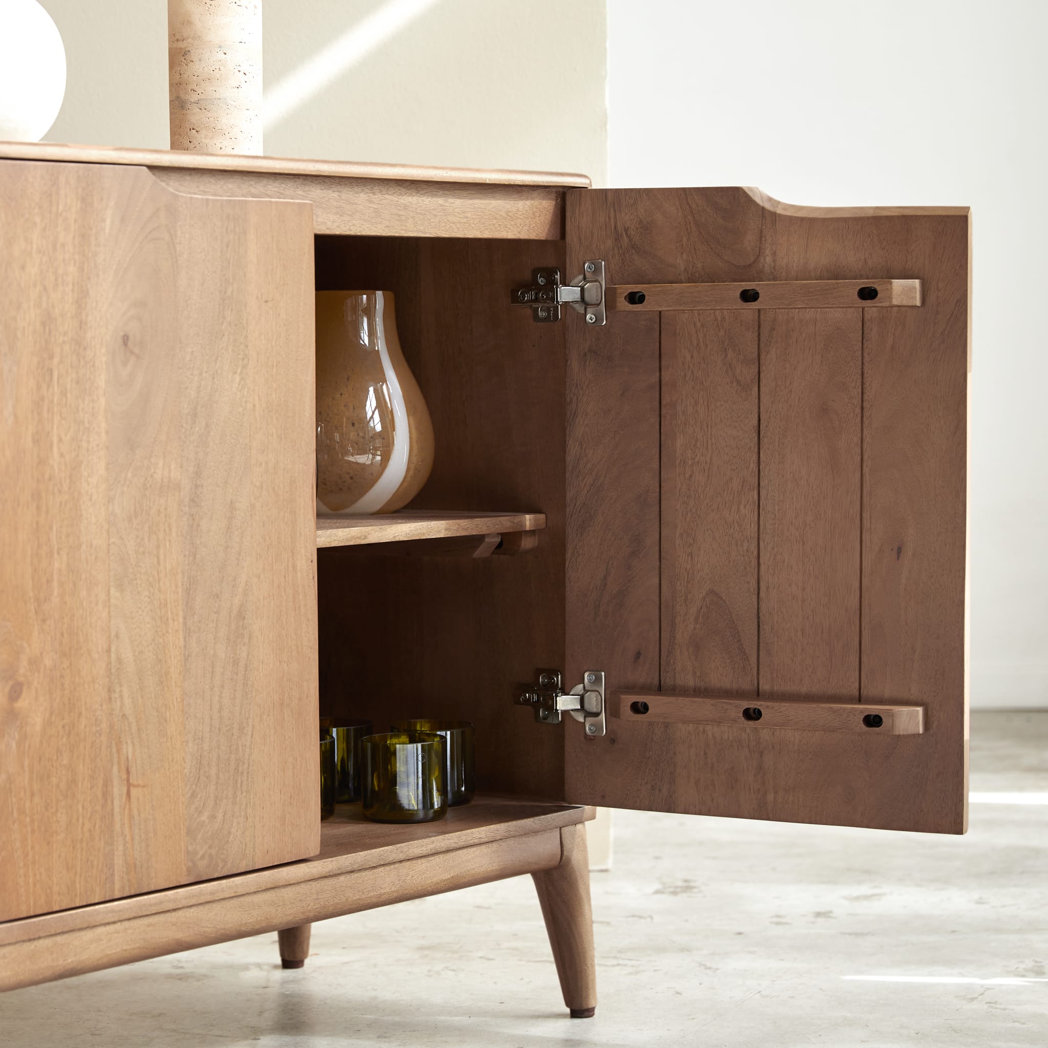 Tikamoon Gabrielle 63" sideboard in solid mango wood, rear view