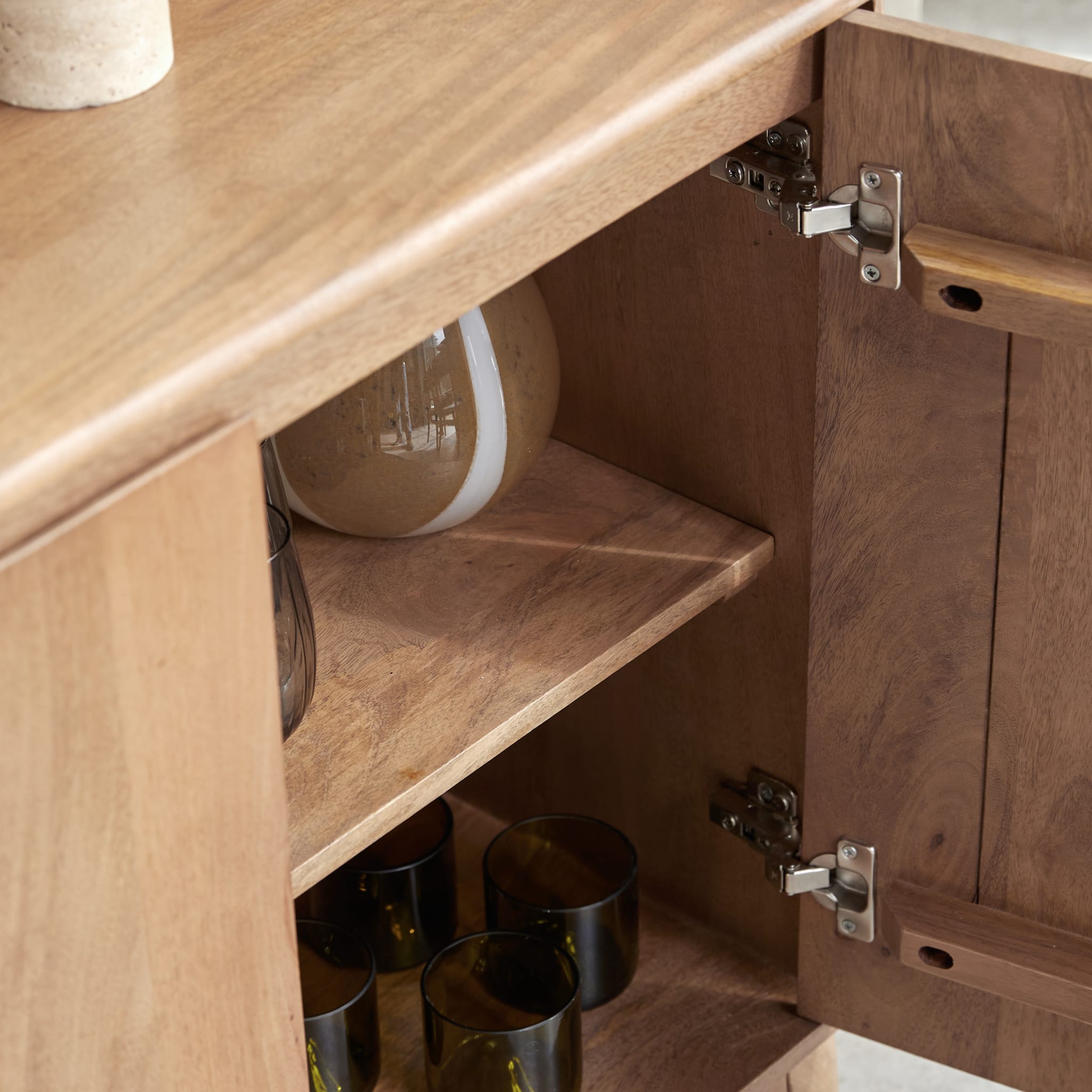 Tikamoon Gabrielle 63" sideboard in solid mango wood, side view