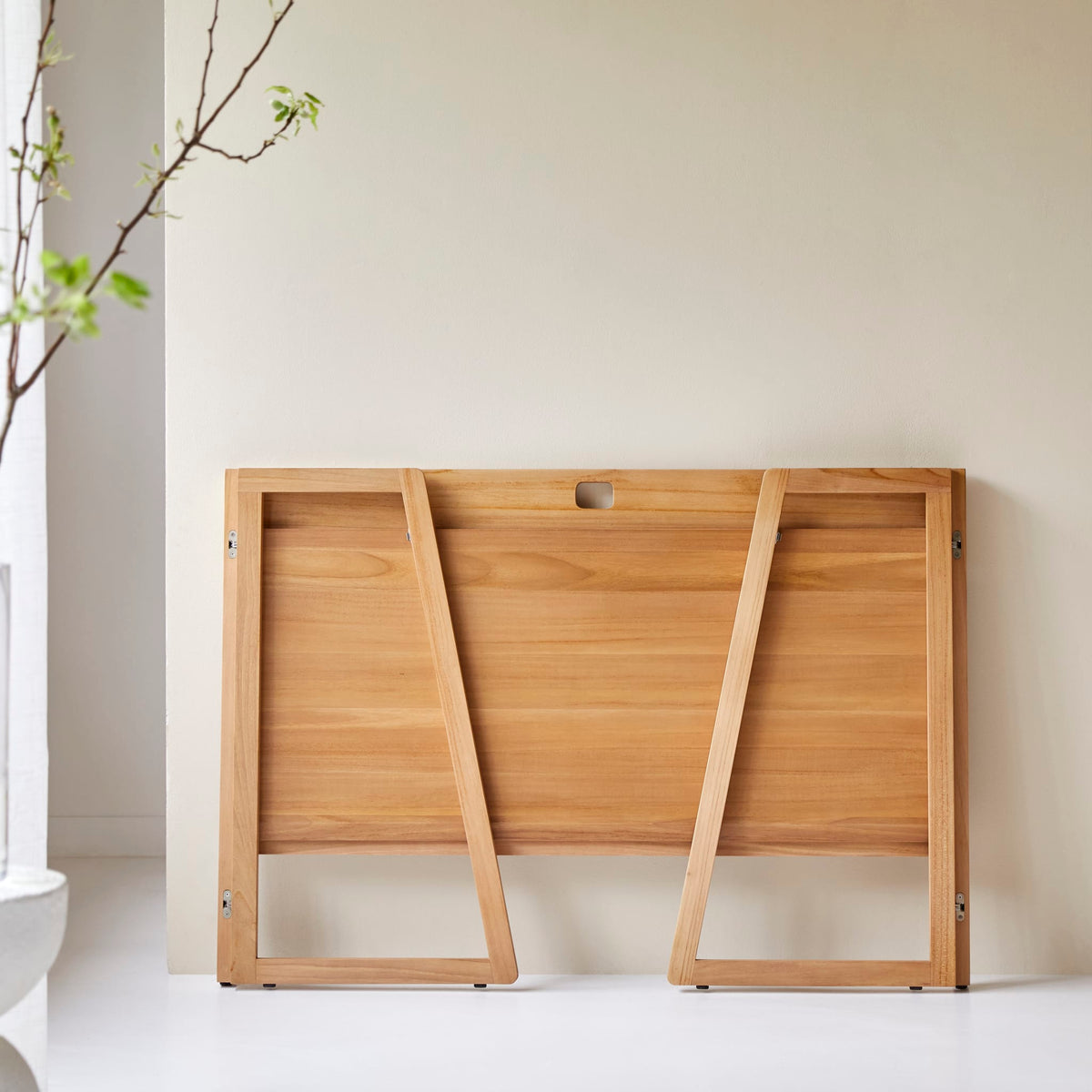 Tikamoon Philip foldable desk in solid teak, opposite side view