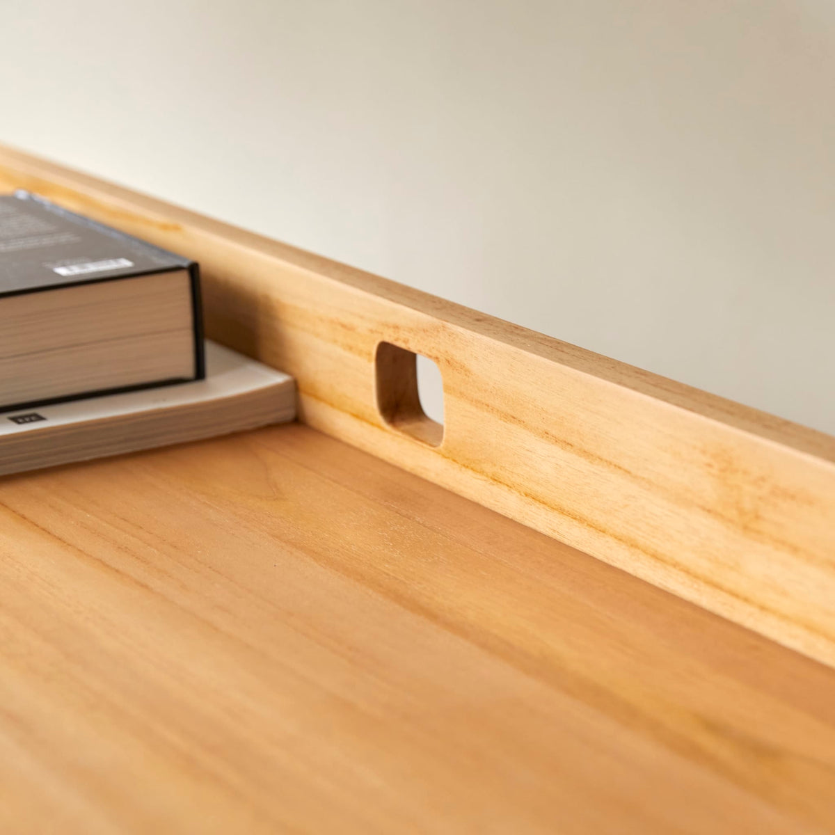 Tikamoon Philip foldable desk in solid teak, rear view