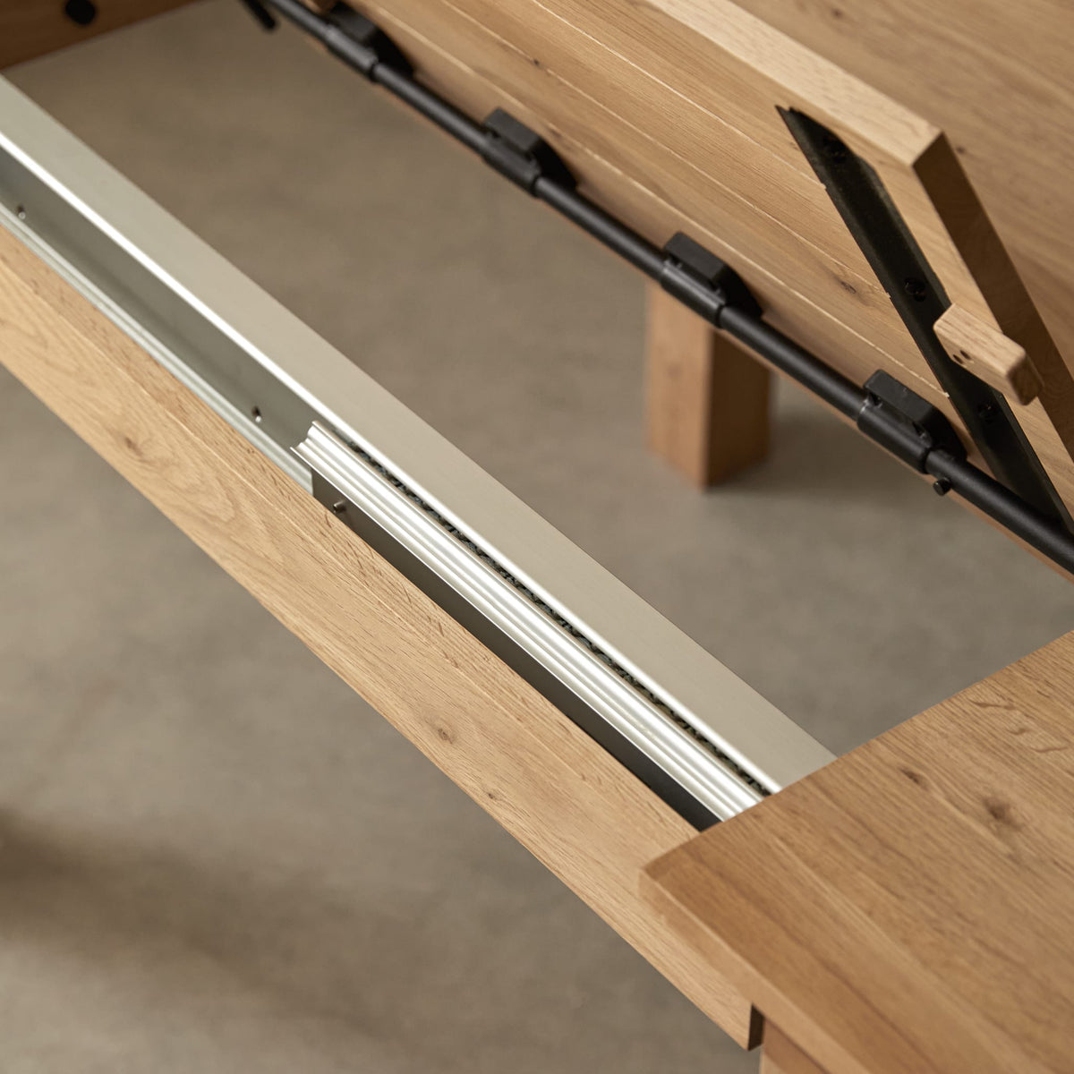 Tikamoon Eden extendable dining table in solid oak, further angle view