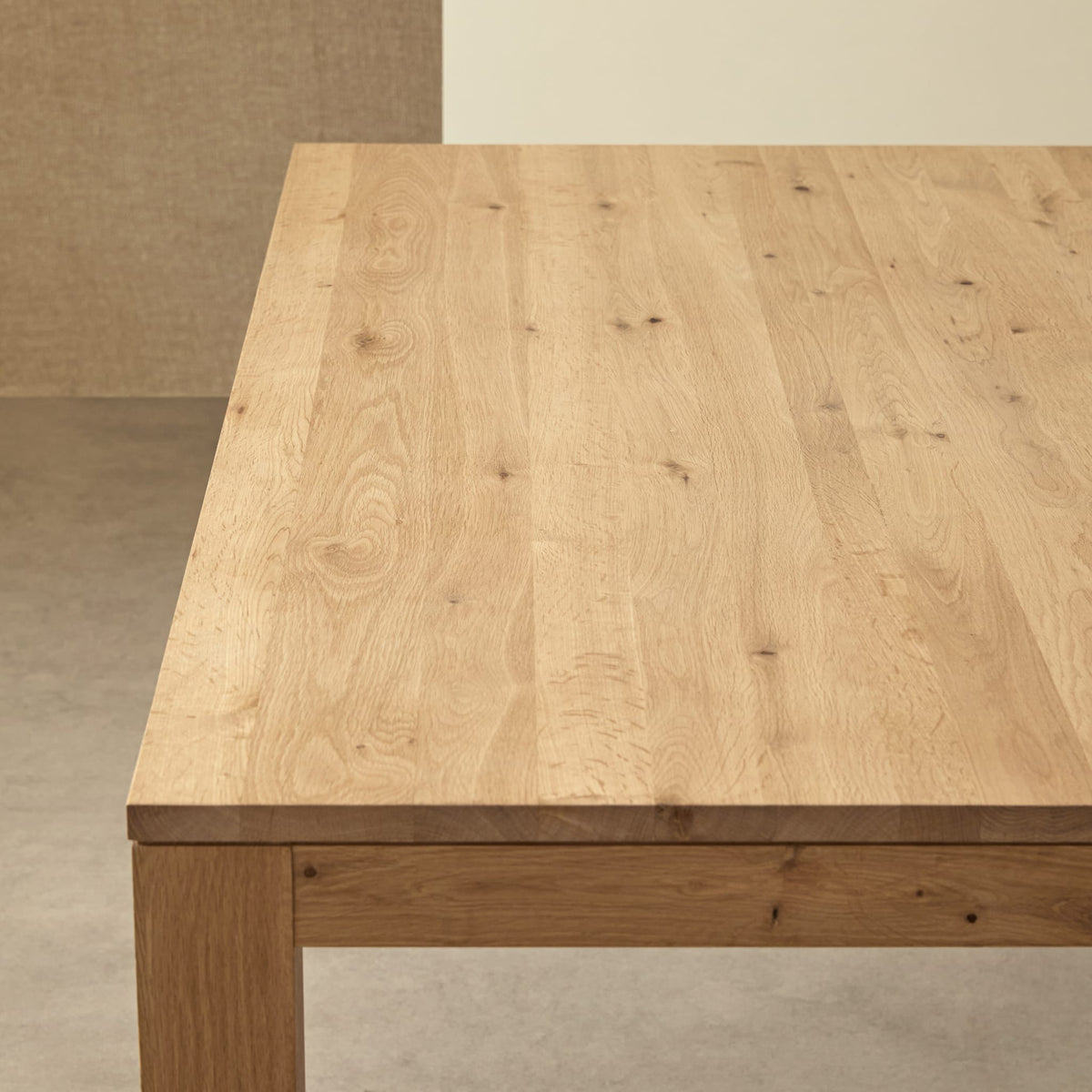 Tikamoon Eden extendable dining table in solid oak, opposite side view