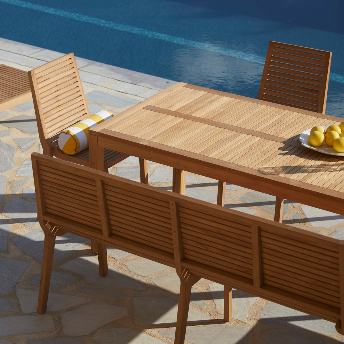 Tikamoon Téo teak dining table, detail of the table leg