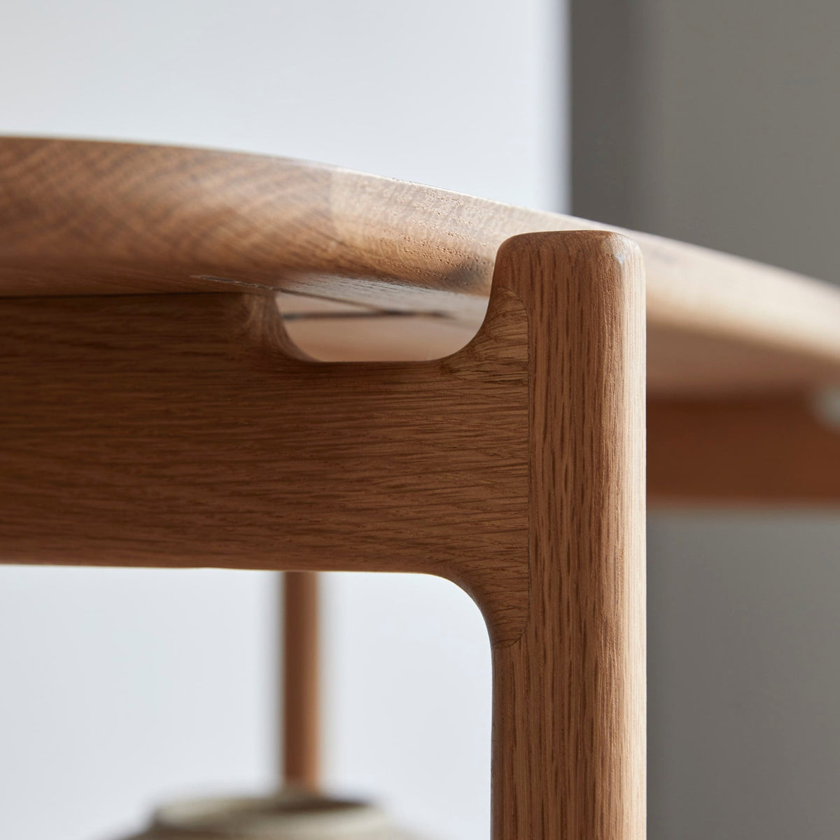 Tikamoon Rozenn oak bookcase, front view of the open shelves