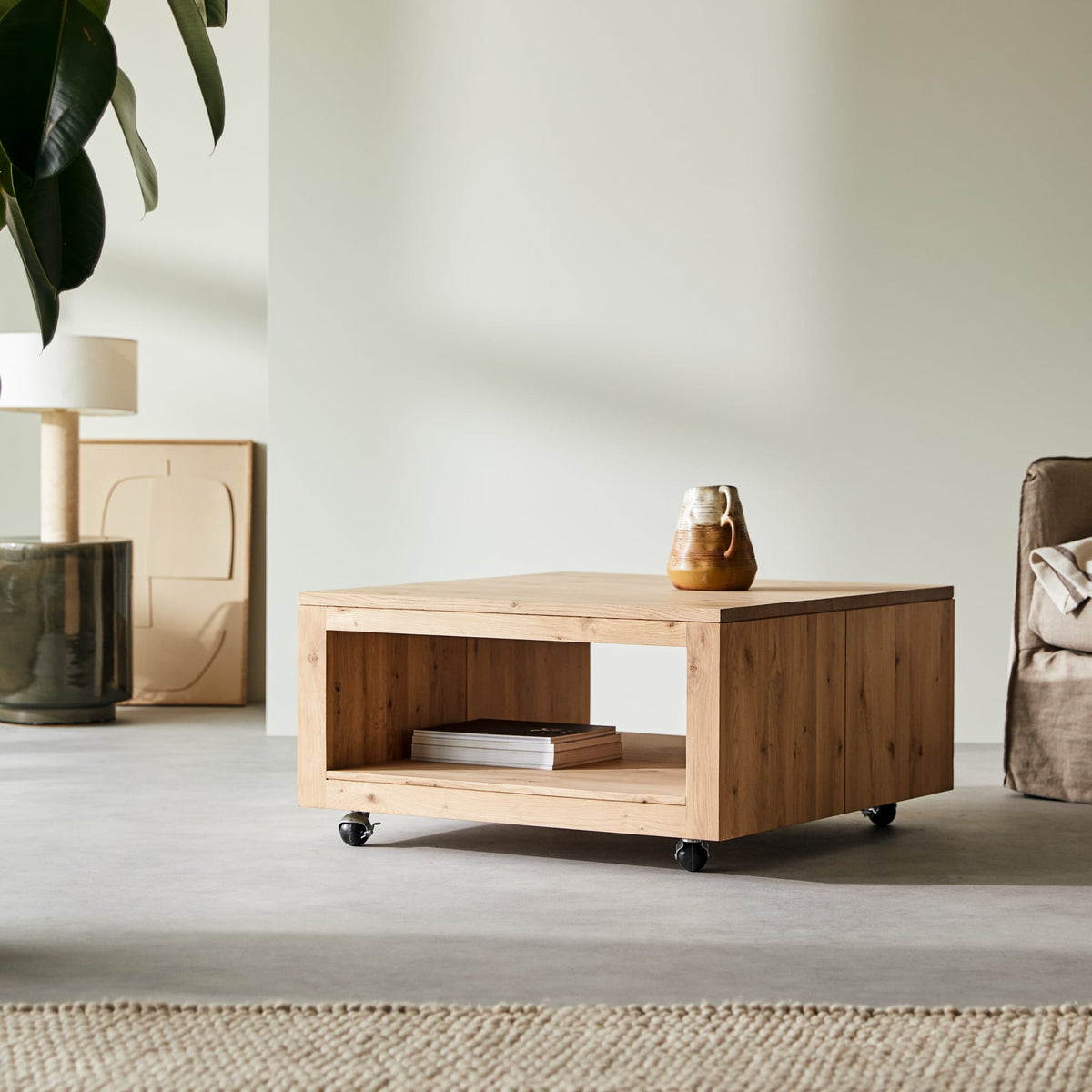 Tikamoon Anoa square oak coffee table, rear view