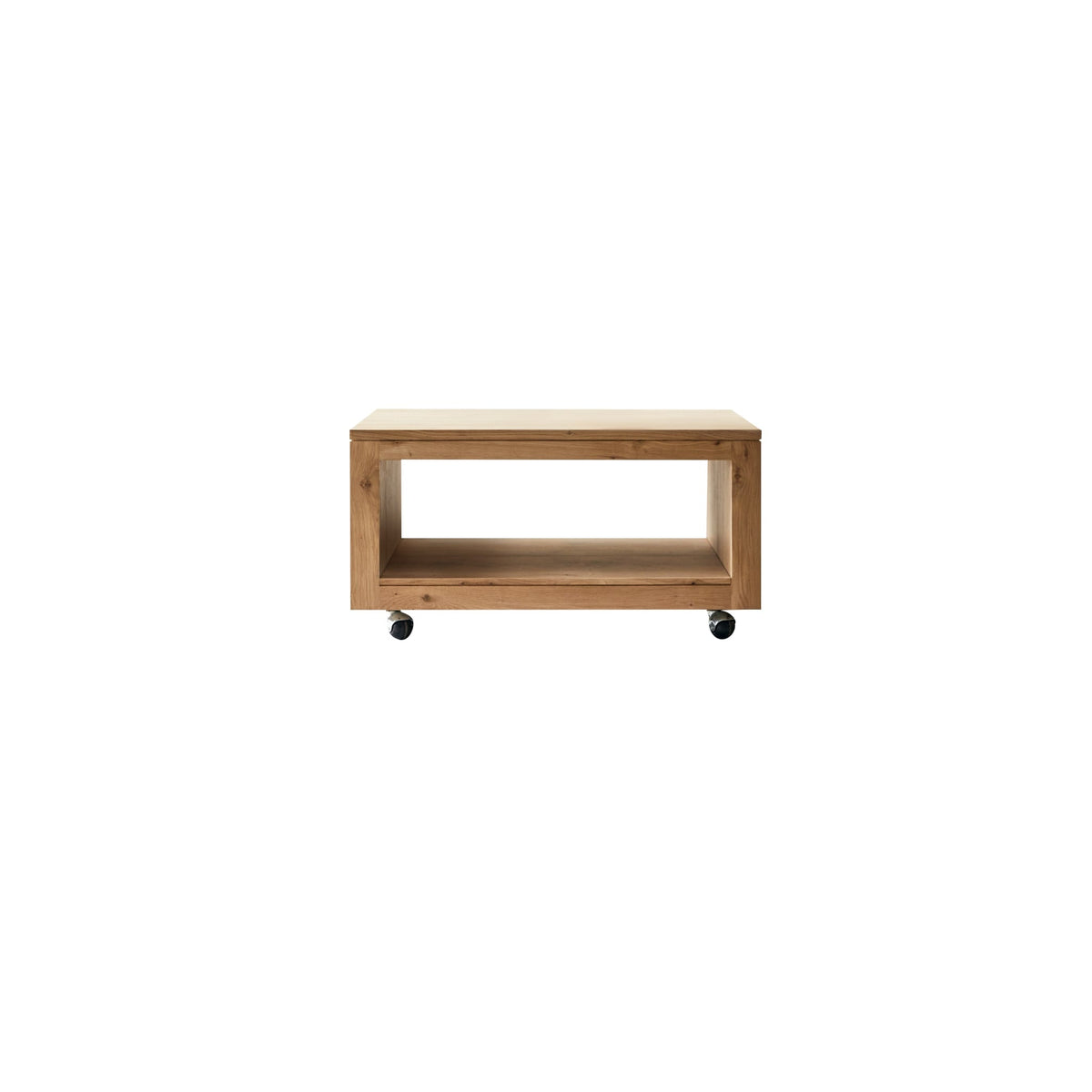 Tikamoon Anoa oak coffee table styled with books and a tray on top