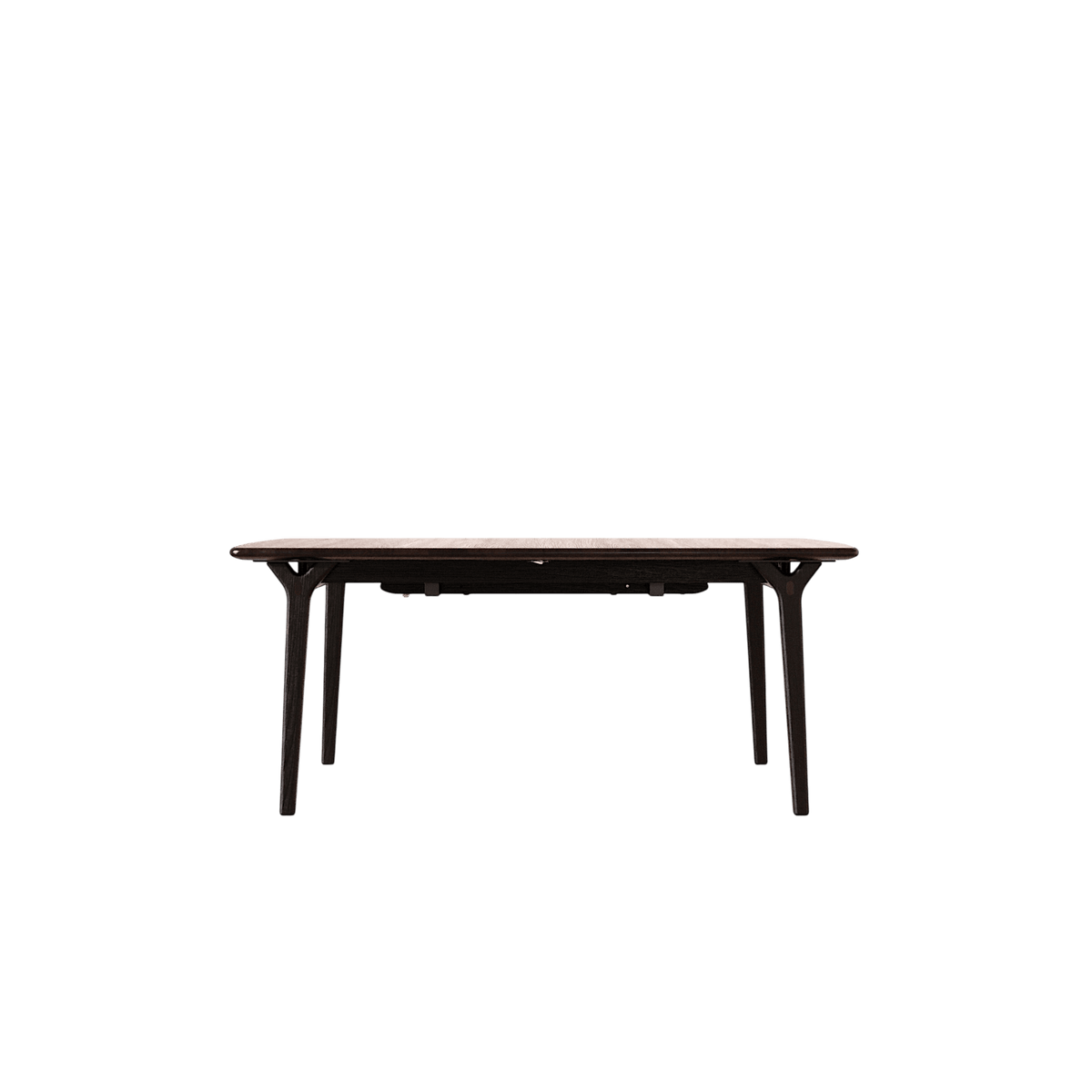Tikamoon Clara extendable dining table in black oak, front view