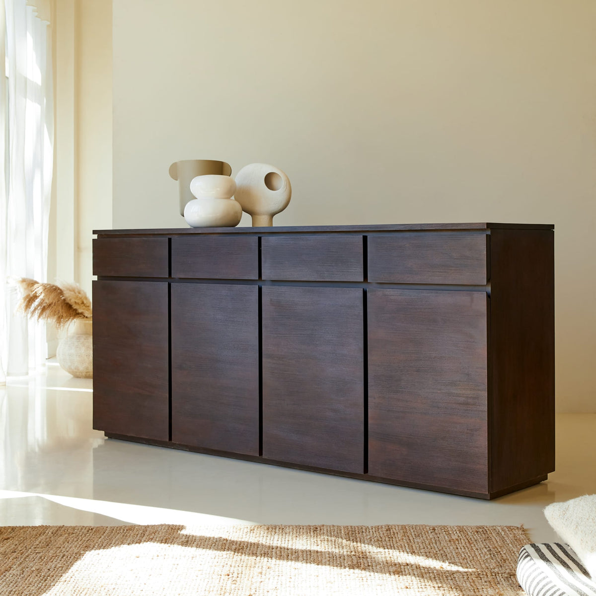 Tikamoon Eva mahogany sideboard, rear view