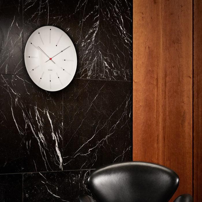 Arne Jacobsen Bankers Wall Clock White/Black/Red