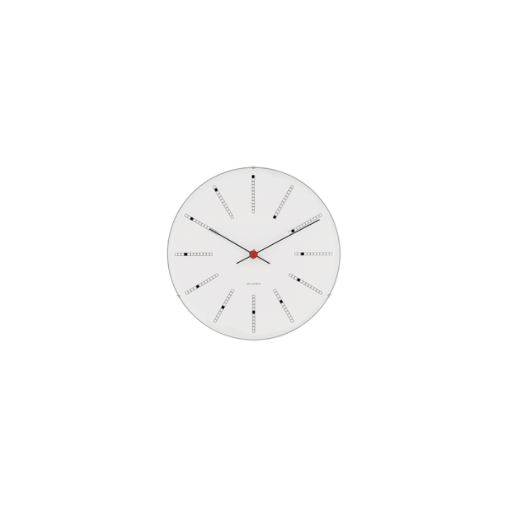 Arne Jacobsen Bankers Wall Clock White/Black/Red