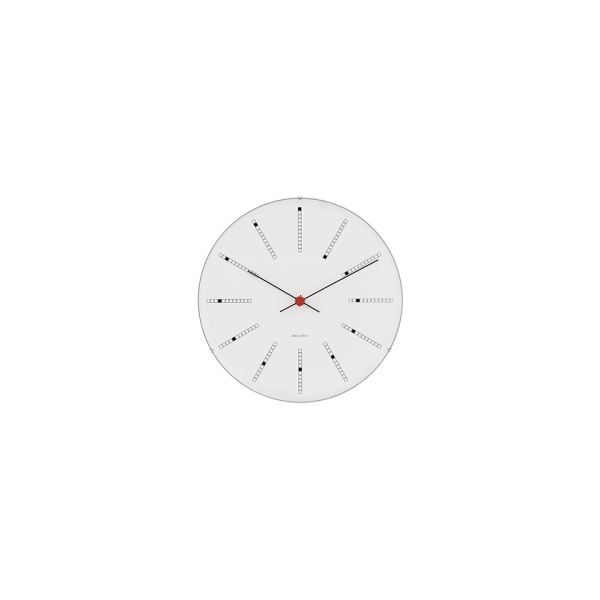 Arne Jacobsen Bankers Wall Clock White/Black/Red