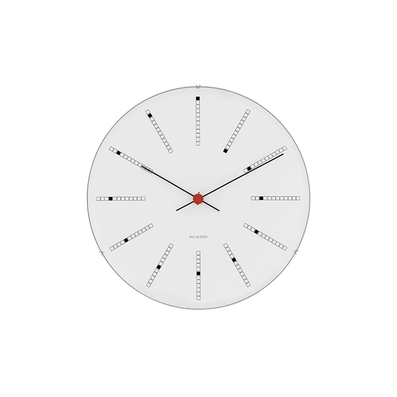 Arne Jacobsen Bankers Wall Clock White/Black/Red